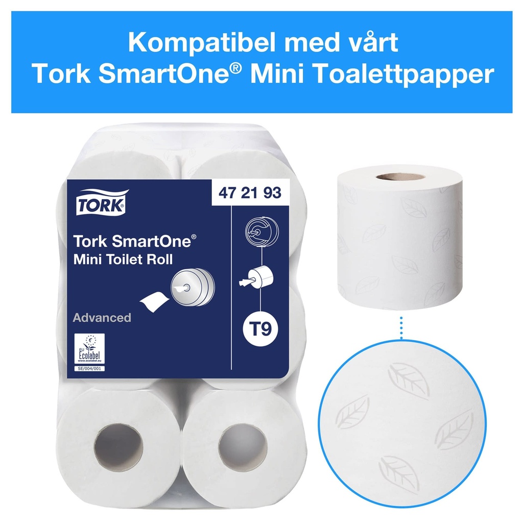 Dispenser  Toalettpapper SmartOne Mini Tork T9 Vit