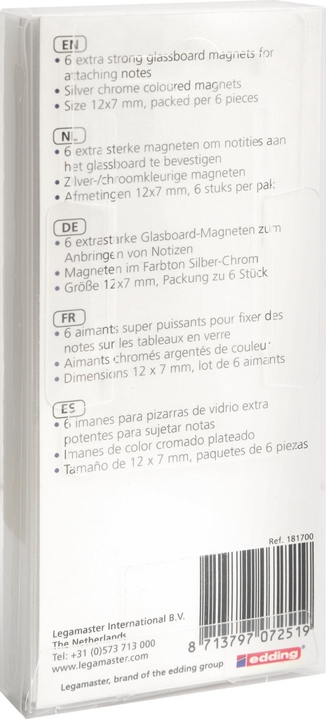 Magnet glastavla 6/fp silver