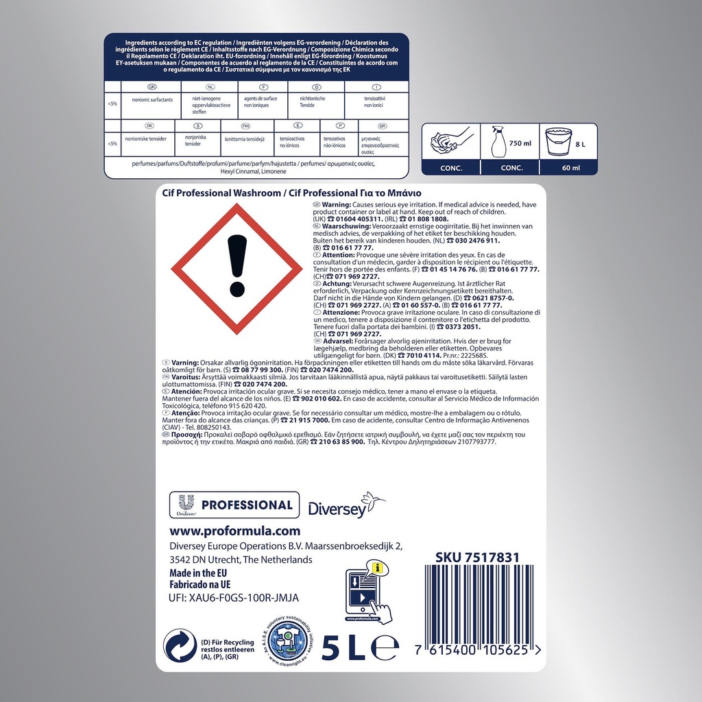 Badrumsrent Cif Pro 2in1 5 liter