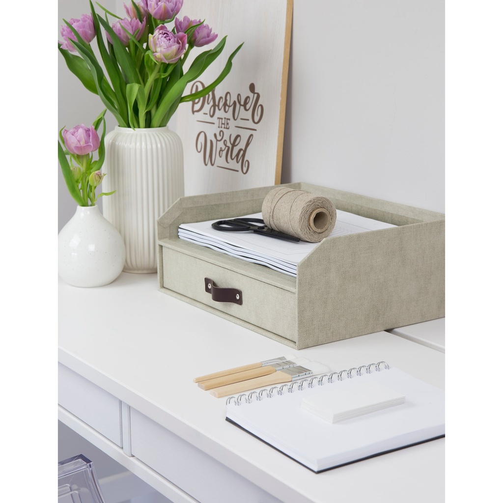 Brevkorg Bigso Walter med låda canvas linen