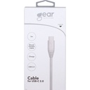Synkkabel USB-C 2.0 3 meter Vit gen2 Rund Kabel Gear