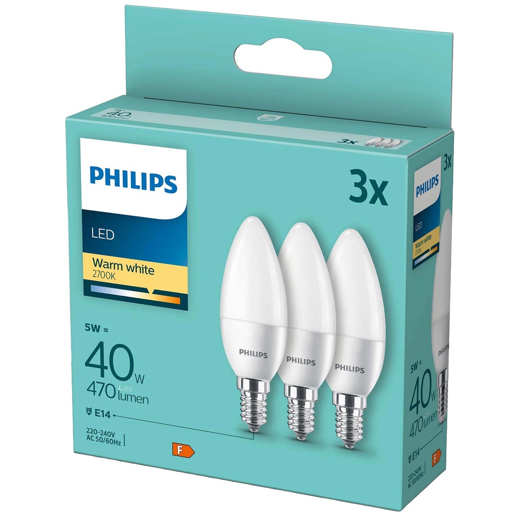 LED-lampa E14 Kron 5W (40W) Frost 470 lm 3-pack