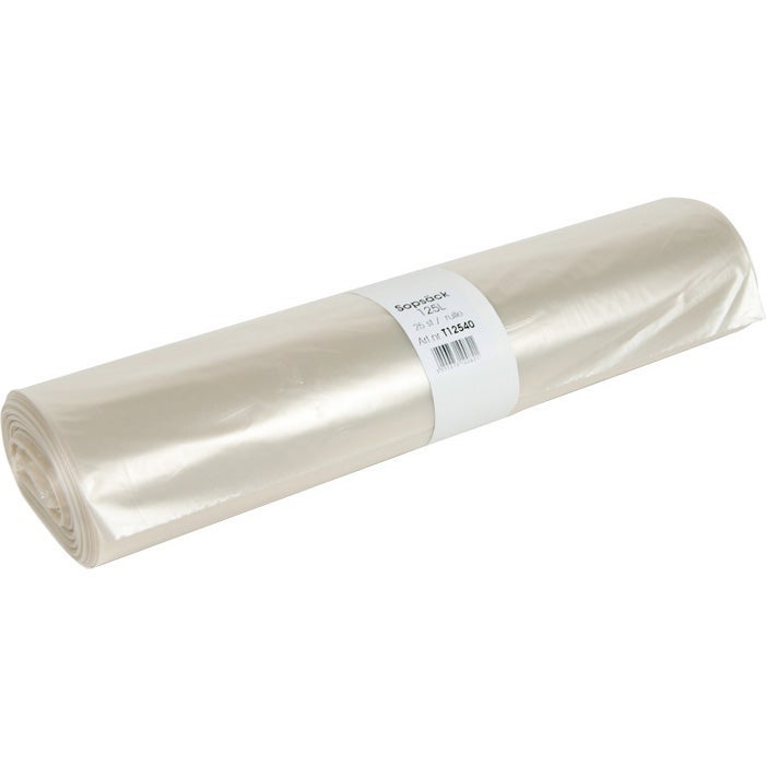 Sopsäck 125 liter transparent 40my 25 st/rulle