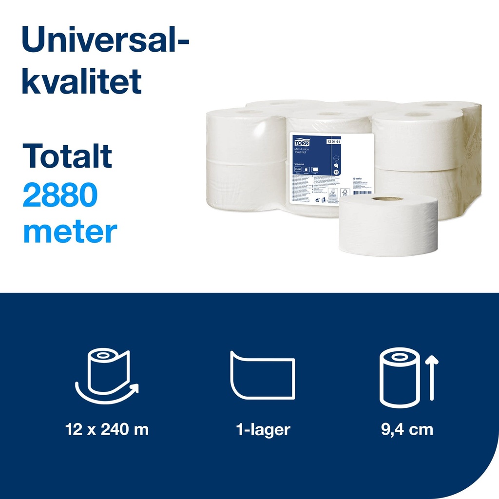 Toalettpapper Tork Mini Jumbo Universal T2  12 st/fp