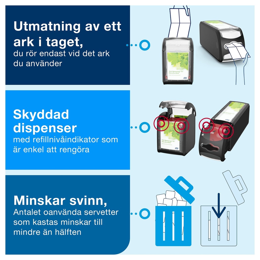 Dispenser bord Tork Xpressnap Fit® N14 liggande