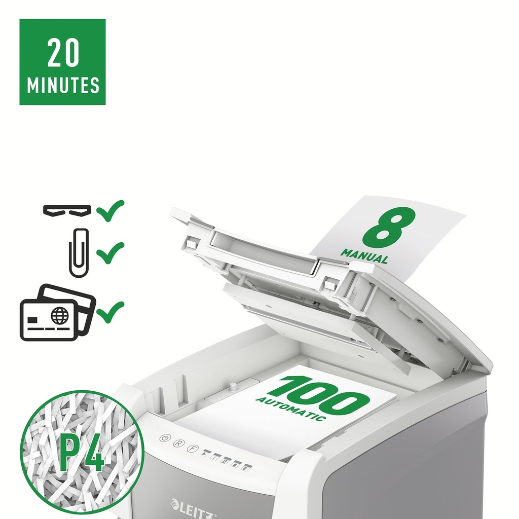 Dokumentförstörare Leitz IQ AutoFeed SmallOffice 100 P4
