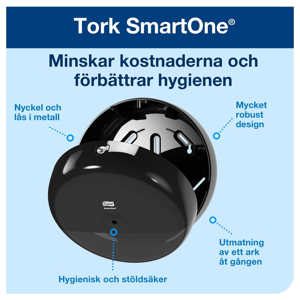 Dispenser Toalettpapper SmartOne Tork T8 Svart