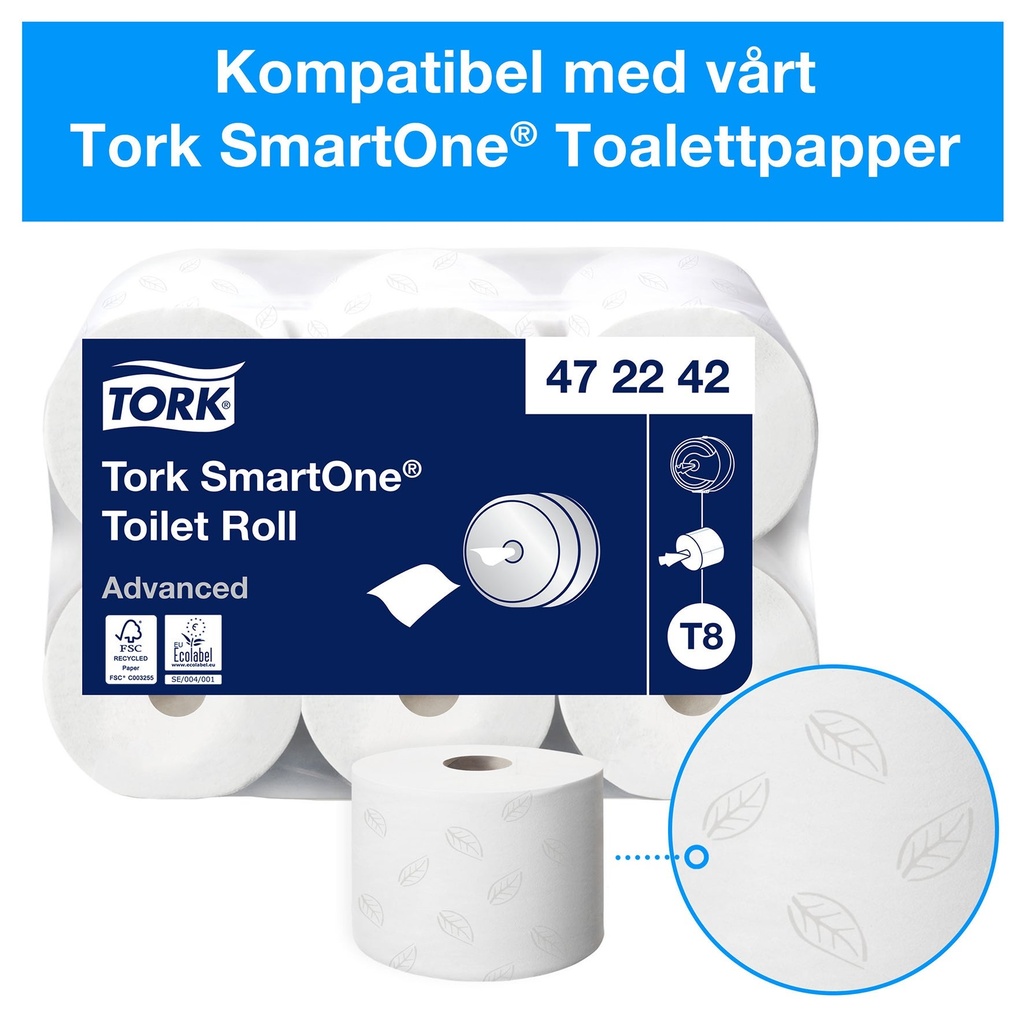Dispenser Toalettpapper SmartOne Tork T8 Svart
