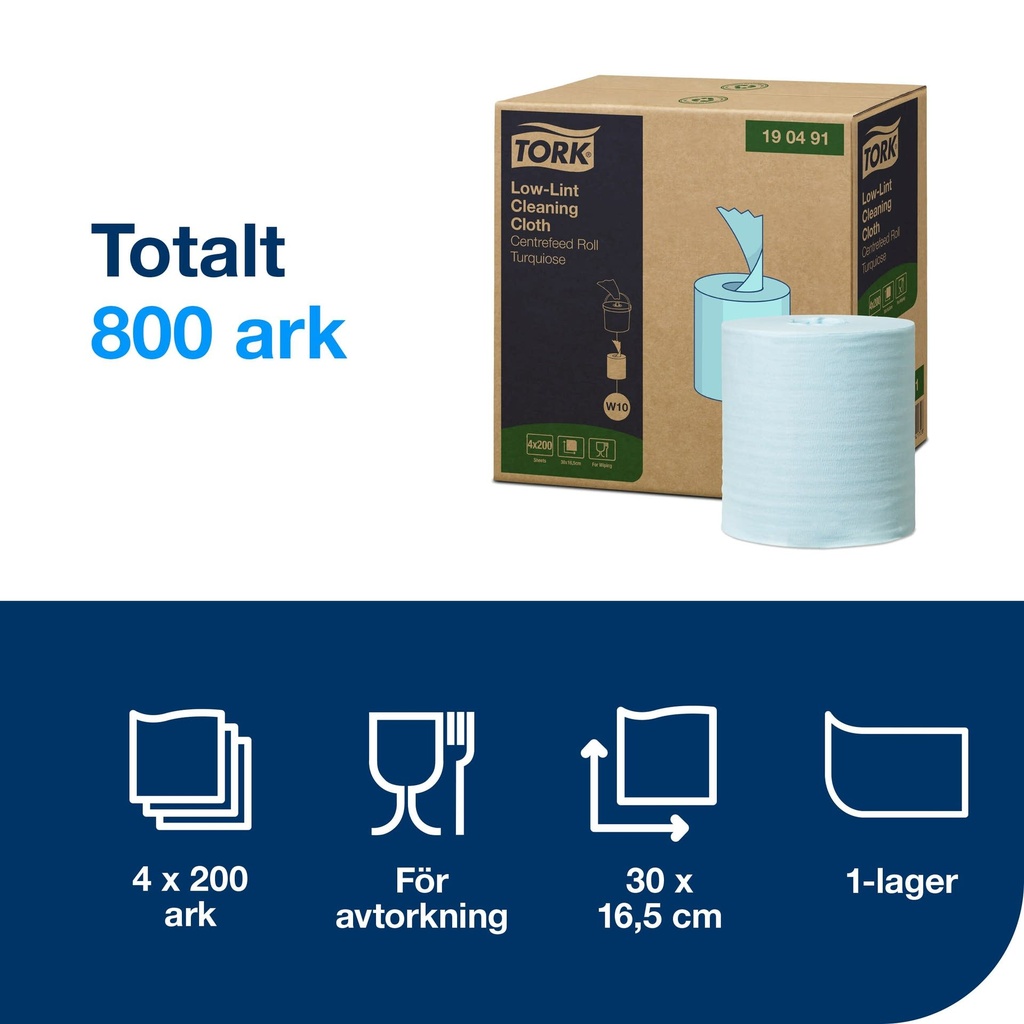 Rengöringsduk Precision refill W10 turkos Tork