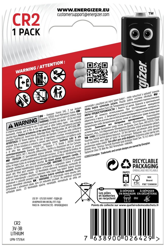 Batteri Lithium CR2 1-pack