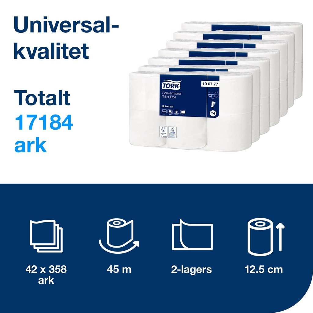 Toalettpapper Universal 2-lager T4 6 rullar/fp