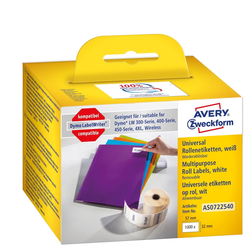 Etikett Avery 57 x 32 mm 1000 st/fp