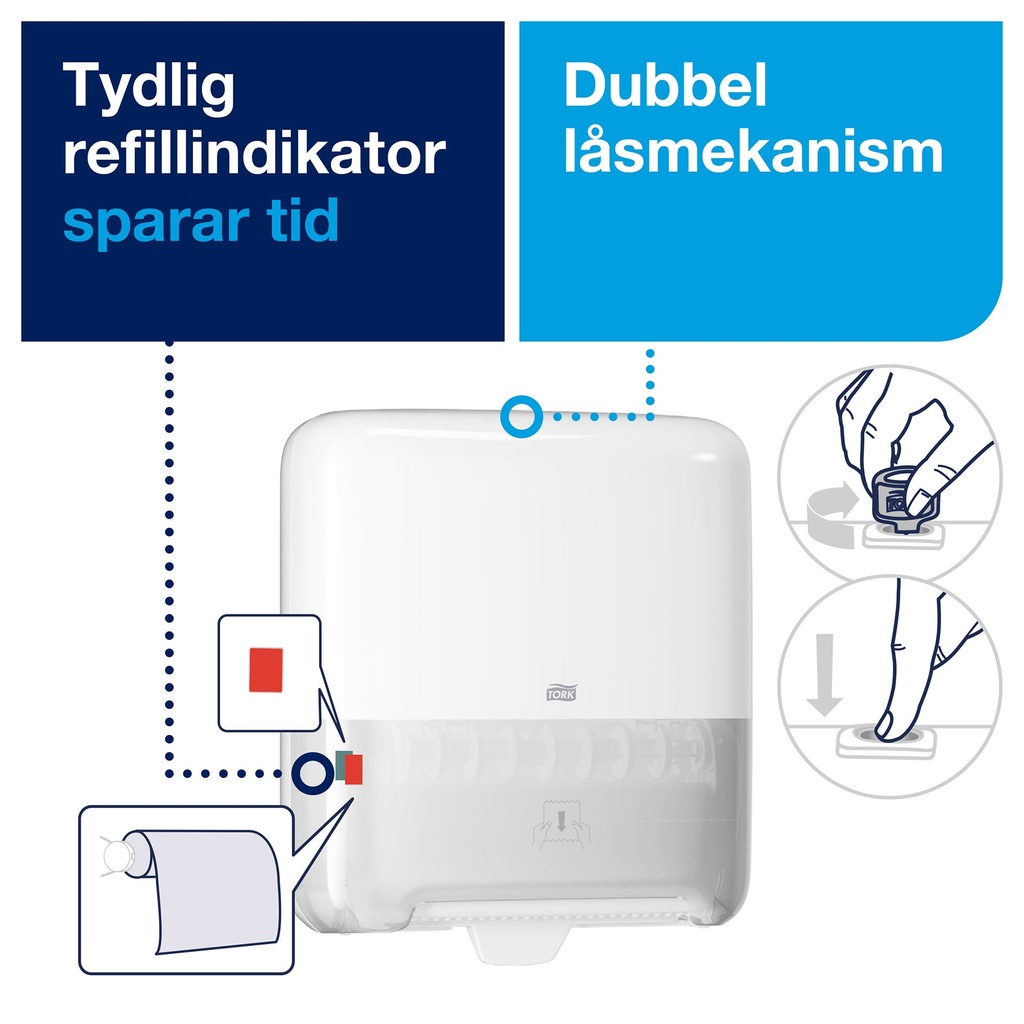 Dispenser Handduk på rulle Tork H1 vit