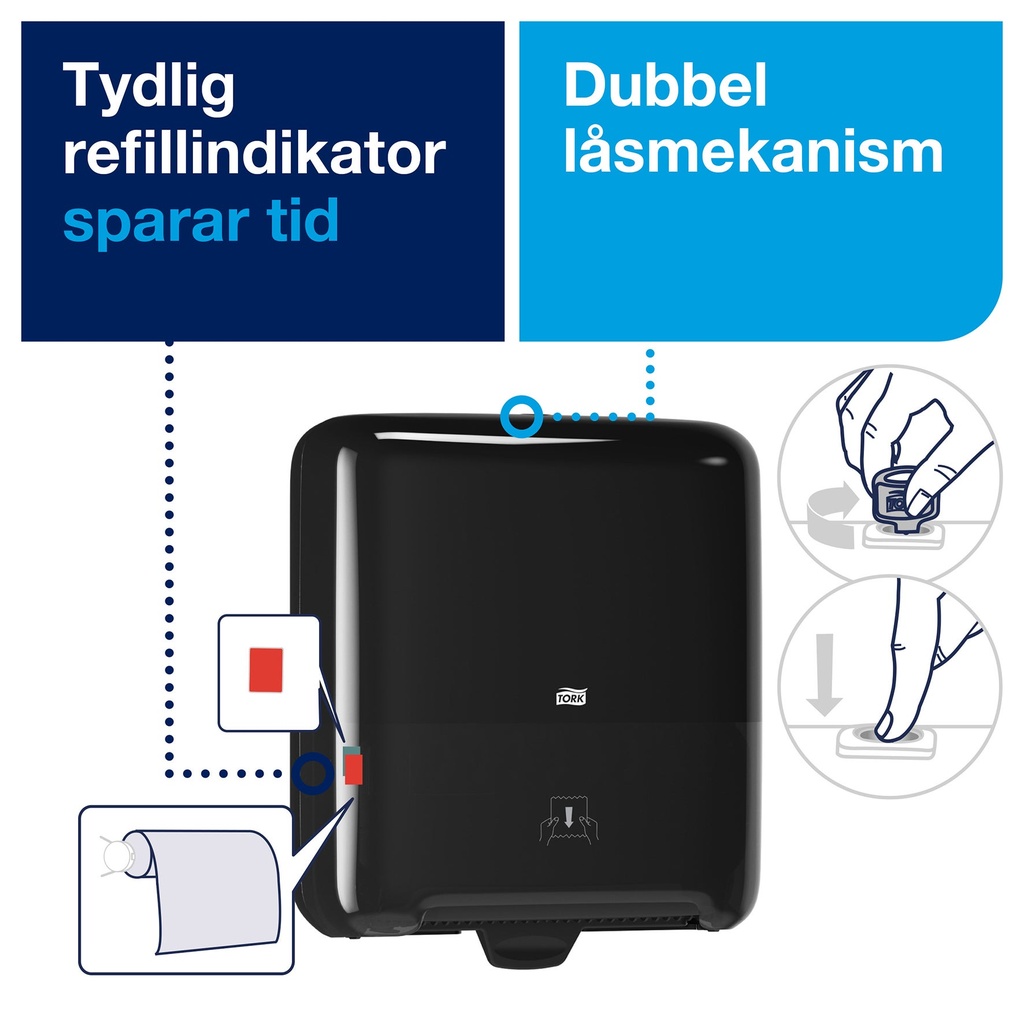 Dispenser Handduk på rulle Tork H1 svart