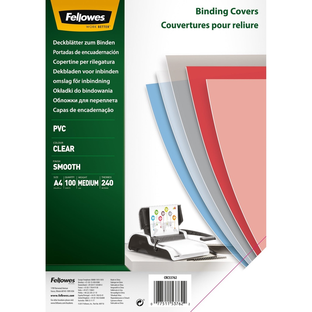 Plastomslag A4 klar 240 mikron 100-pack