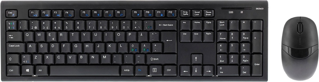 Tangentbord Mus Deltaco TB-114 Svart