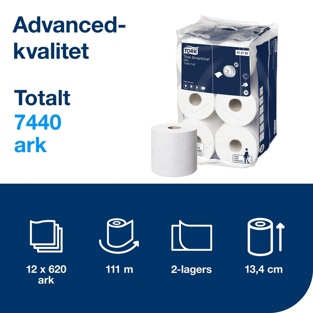 Toalettpapper SmartOne Mini Advanced Tork T9 Vit