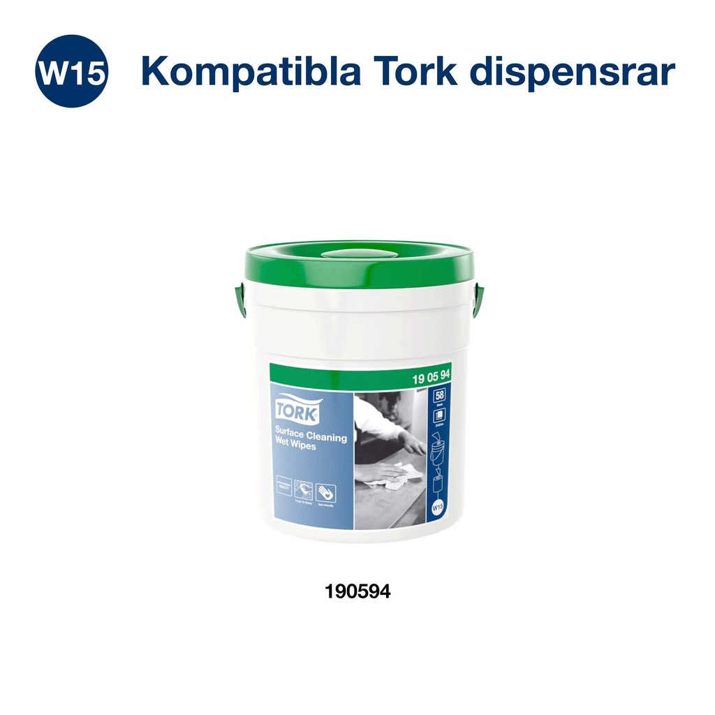 Våtdukar Ytrengöring Premium Tork W15 i hink