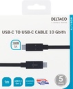 Kabel USB-C - USB-C 3.1 G2 1 Meter Deltaco Svart