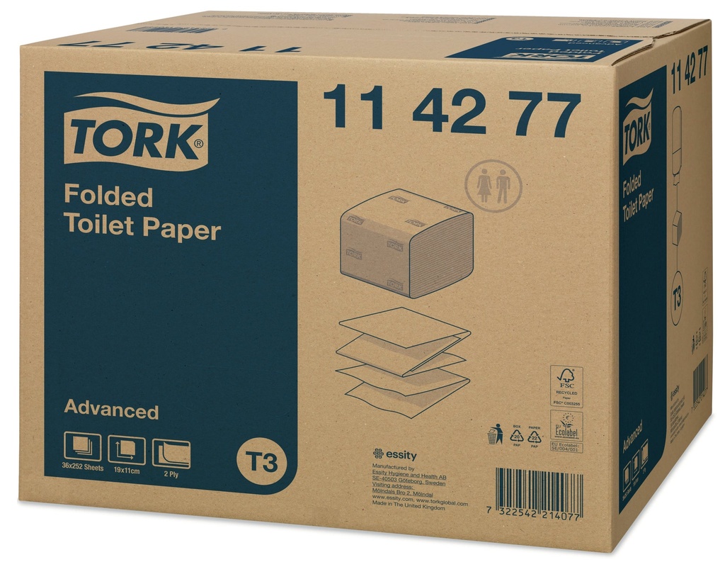 Toalettpapper Vikt T3 Advanced 252x36st/fpk