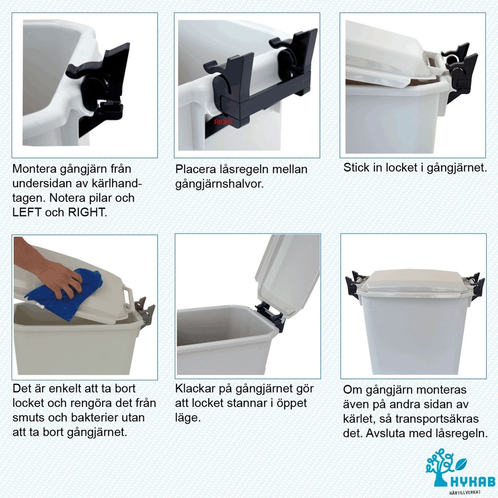 Gångjärn till soptunna Patricia 60 liter grå