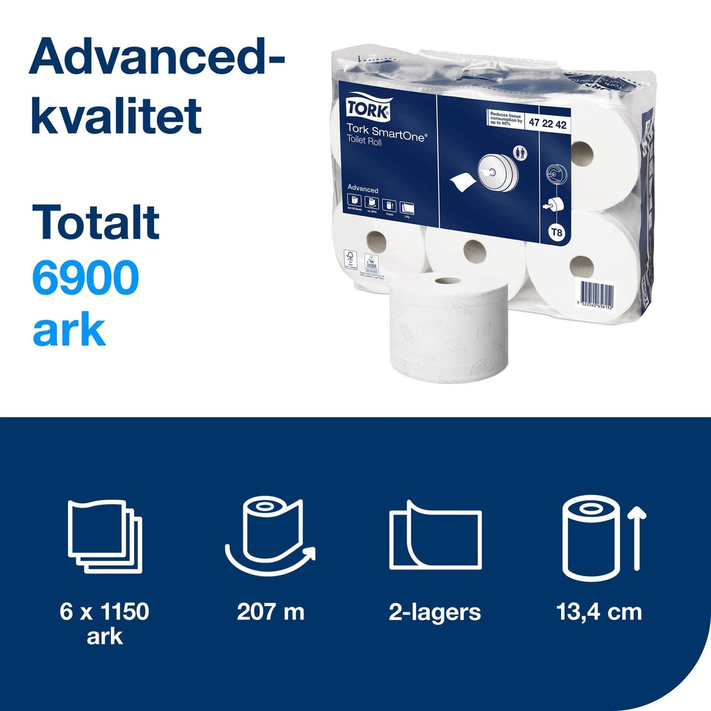 Toalettpapper Tork T8 SmartOne 6 st/fp