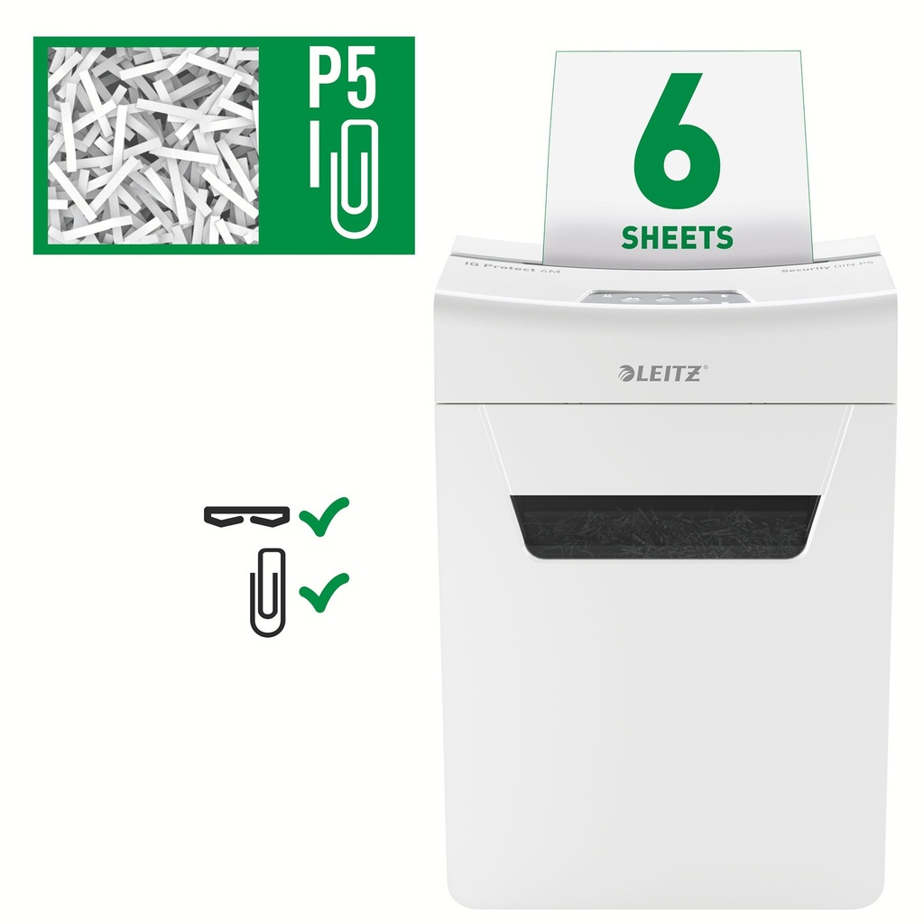 Dokumentförstörare Leitz IQ Protect Premium 6M P5