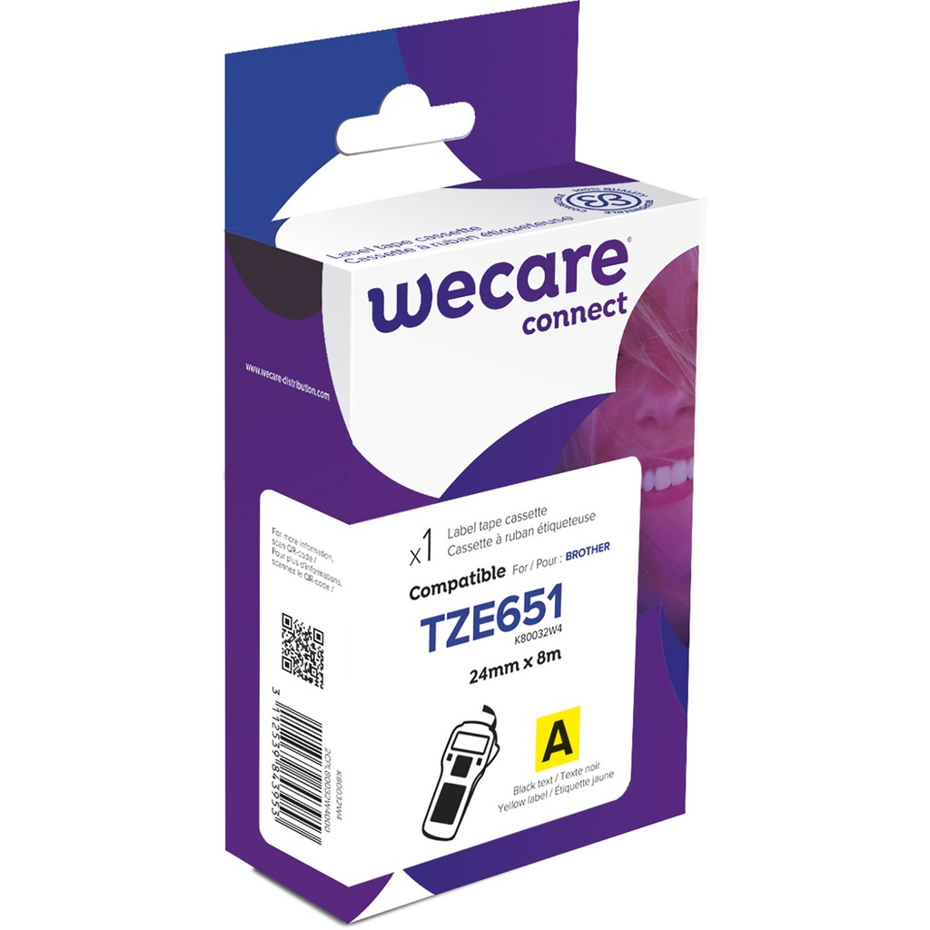 Märkband Wecare TZe svart/gul 24 mm 8 Meter