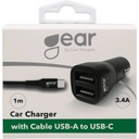 Laddare 12-24V 2xUSB 3.4A Svart USB-C 2.0 Gear