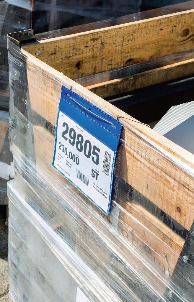 Plastficka A5L trådbygel blå 50 st/fp