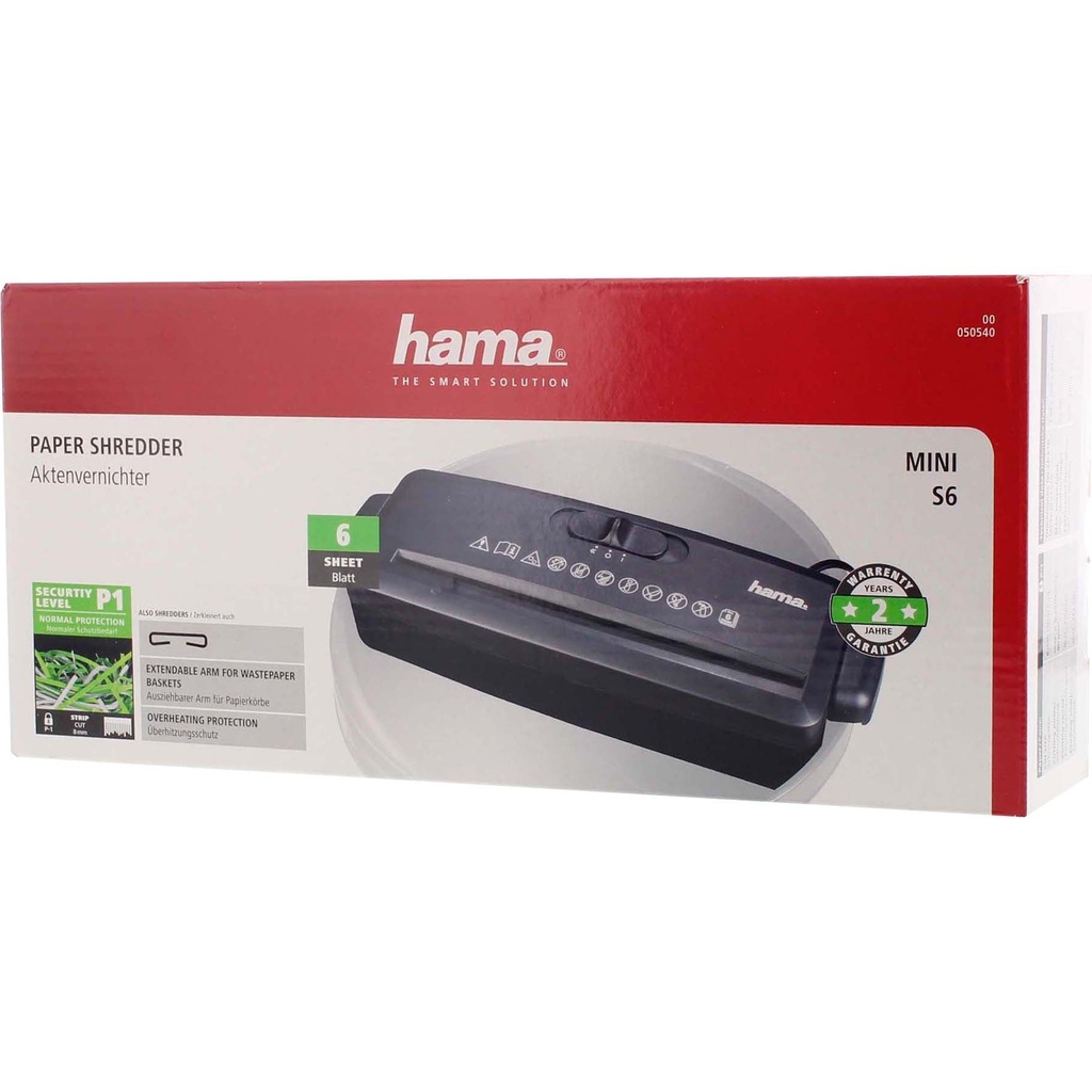 Dokumentförstörare Mini S6 Hama Svart