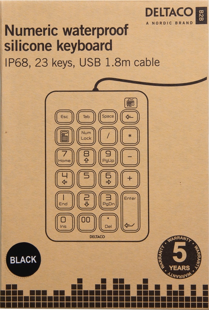 Numeriskt tangentbord IP68 Svart Deltaco
