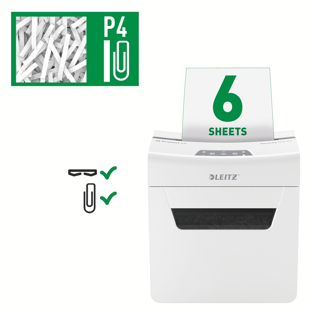 Dokumentförstörare Leitz IQ Protect Premium 6X P4