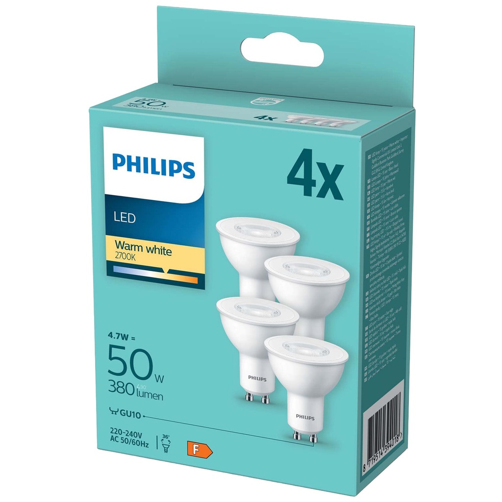LED-lampa GU10 Spot 4,6W (50W) 380 lm 4-pack