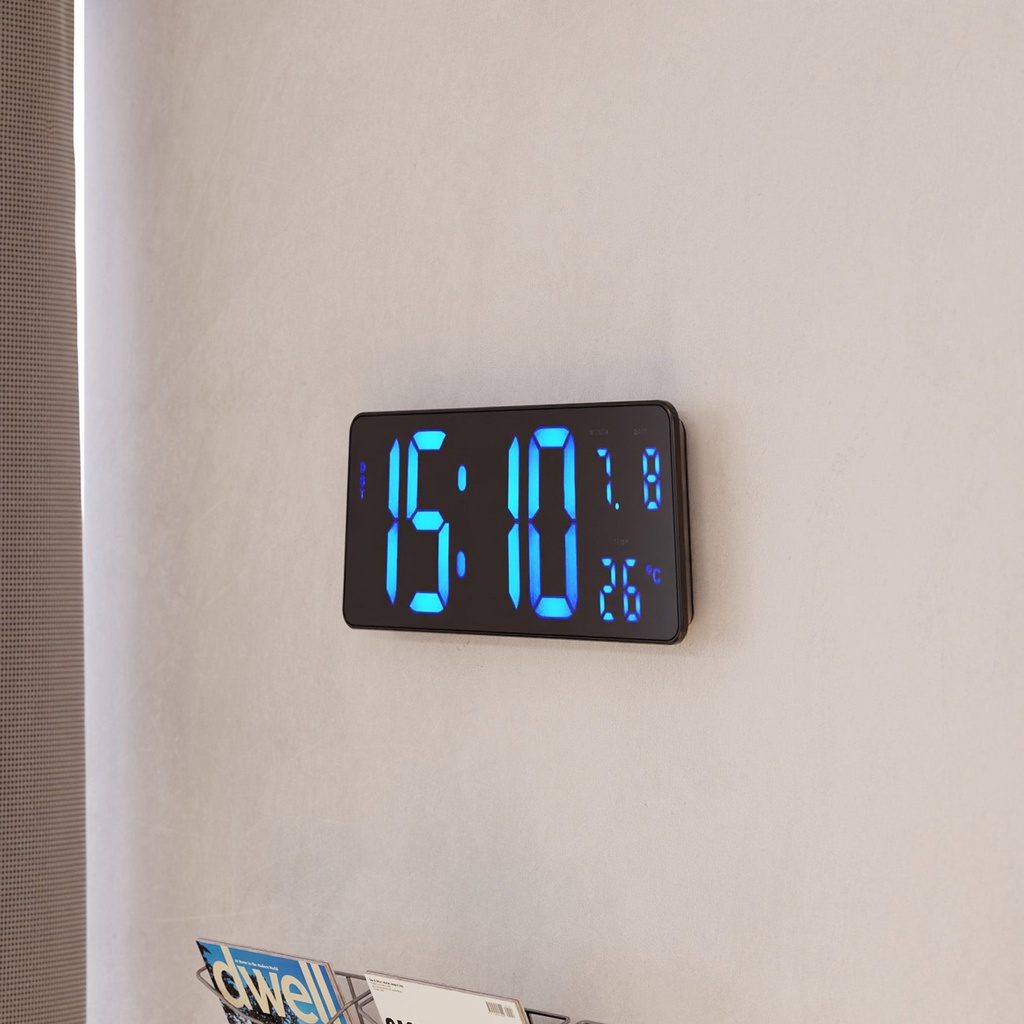 Vägg-/bordsklocka LCD svart