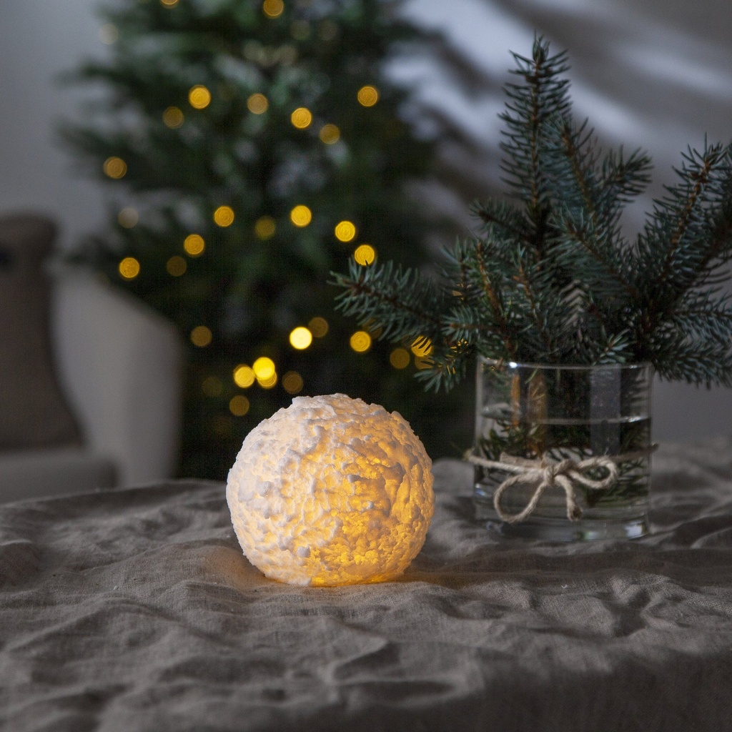 Vaxljus LED Snöboll 100 mm