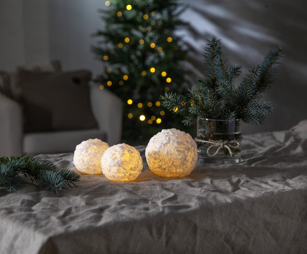 Vaxljus LED Snöboll 100 mm