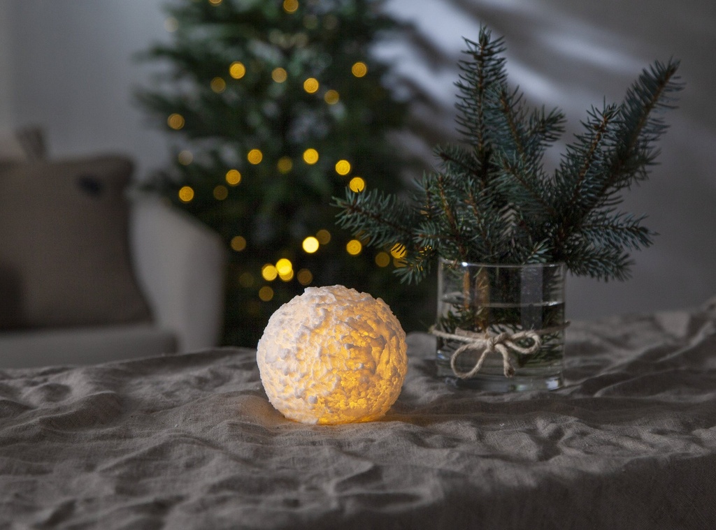 Vaxljus LED Snöboll 100 mm