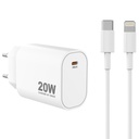 Laddare USB-C + Lighning 20W
