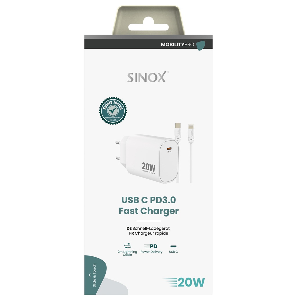 Laddare USB-C + Lighning 20W