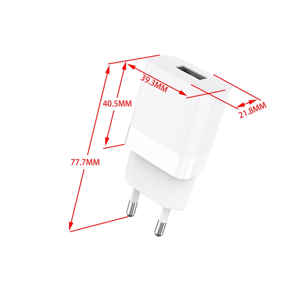 Laddare 1xUSB-A+Lightning 1 m vit