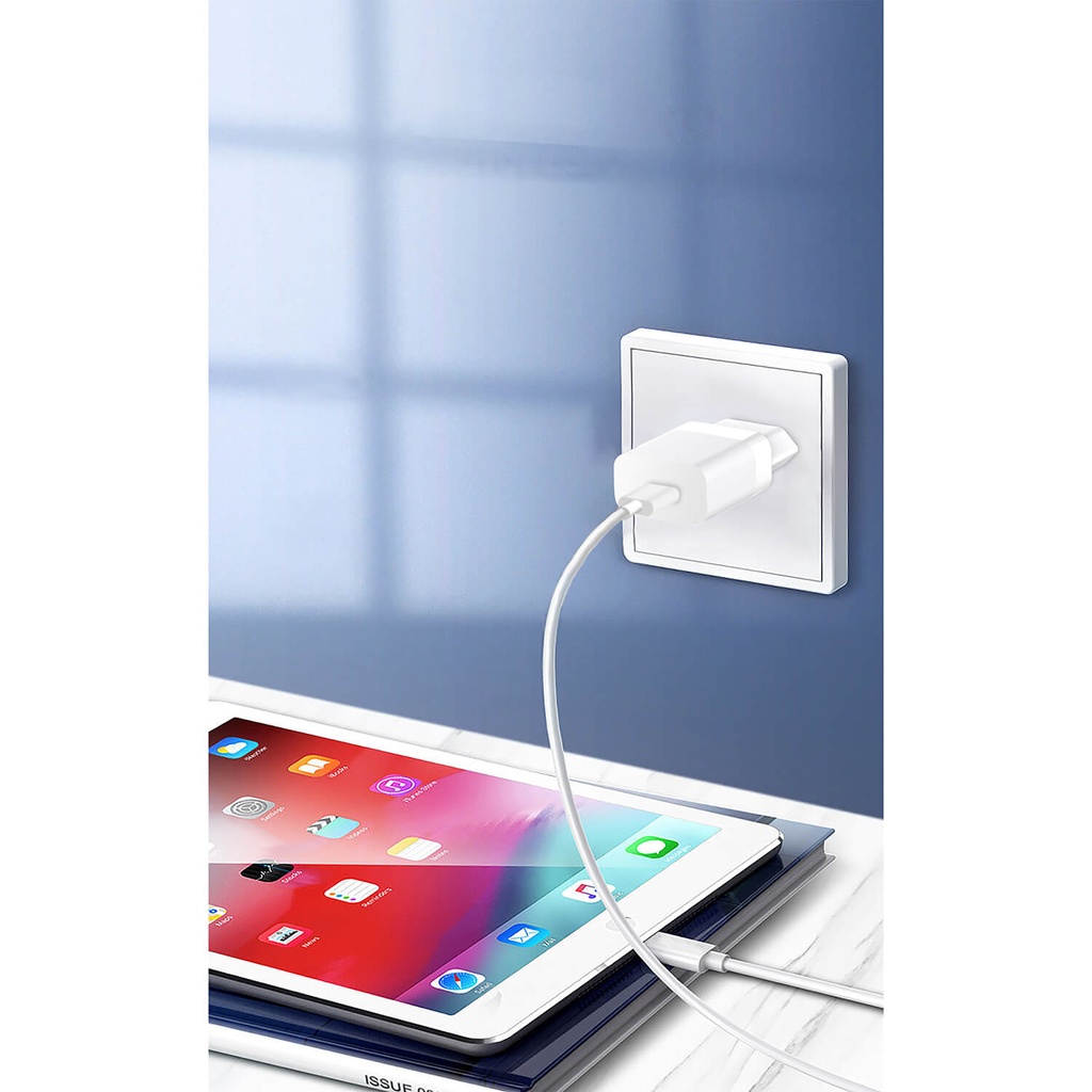 Laddare 1xUSB-A+Lightning 1 m vit