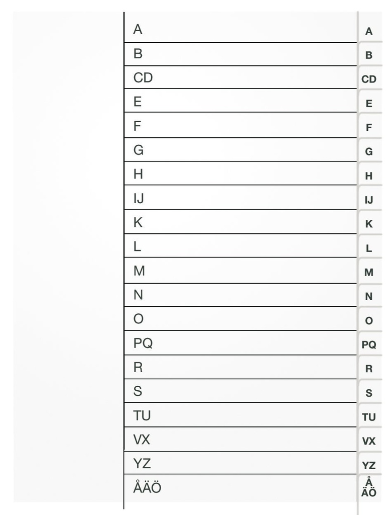 Register vit PP  A4 A-Ö