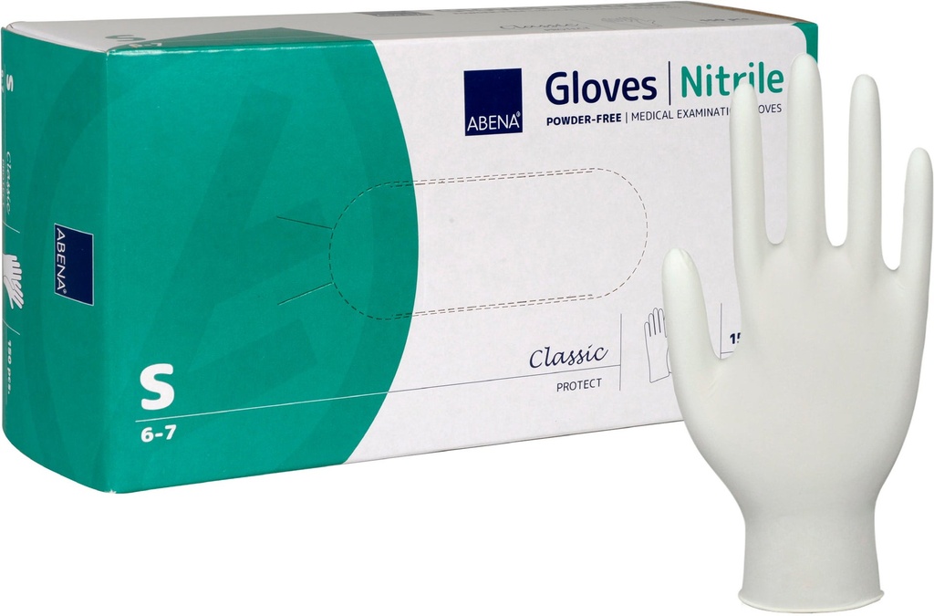 Handske Nitril Puderfri S vit 150 st/fp