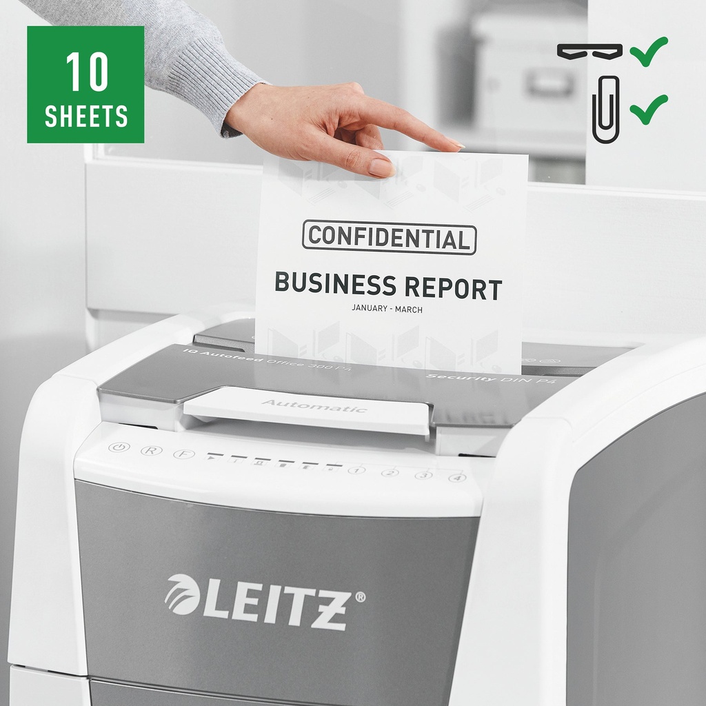 Dokumentförstörare Leitz IQ AutoFeed Office 300 P4