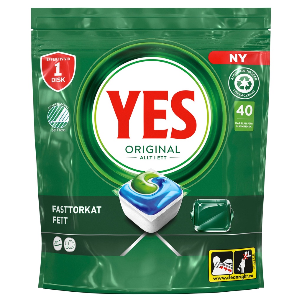 Diskmaskinstabletter YES All in One 40-pack
