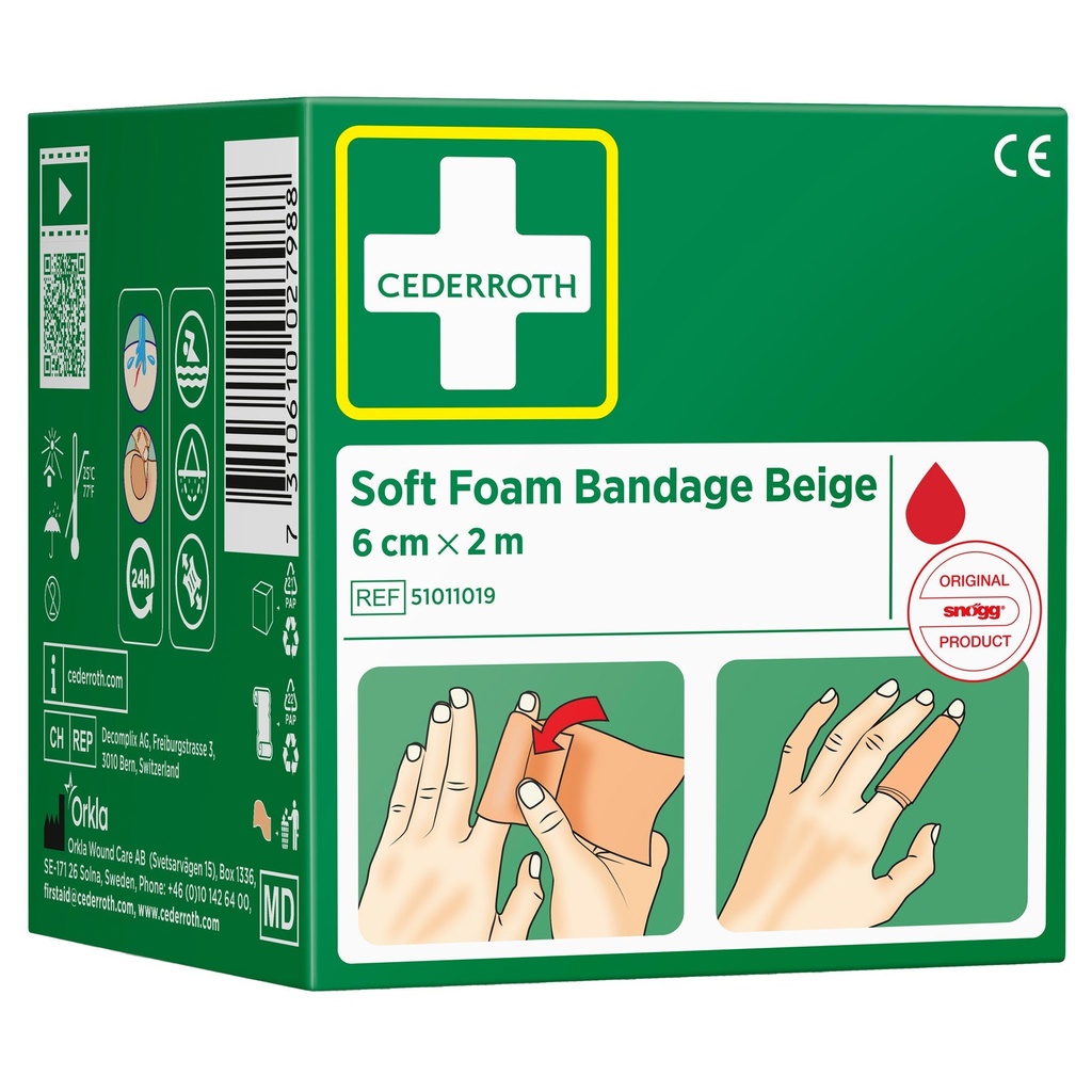Bandage Soft Foam Cederroth Beige 60 mm x 2 m