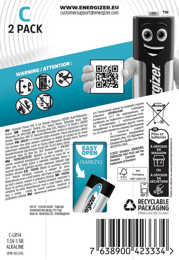 Energizer Batteri Max Plus Alkaliskt C 2-pack