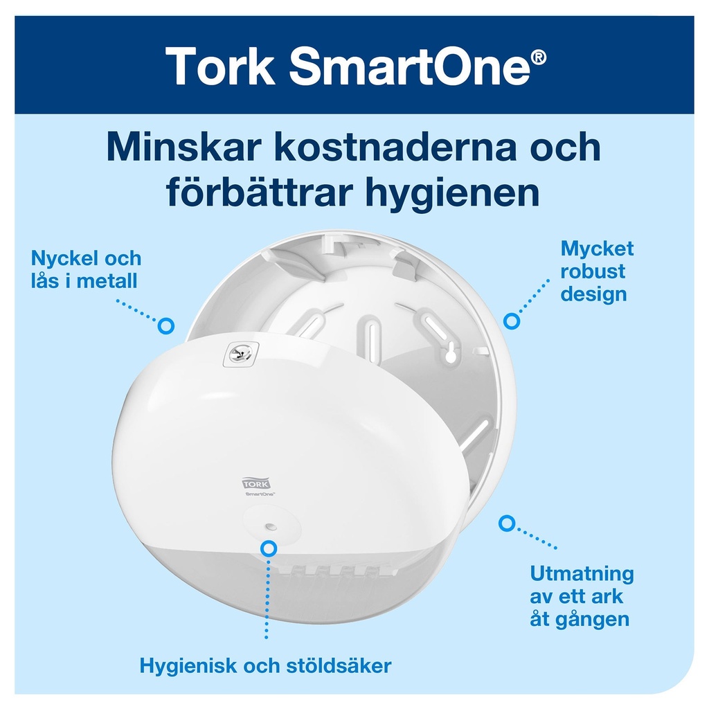Dispenser Toalettpapper SmartOne Tork T8 Vit