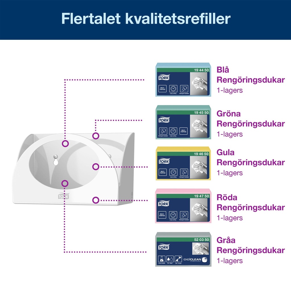 Dispenser W8 Small Pack Tork Vit